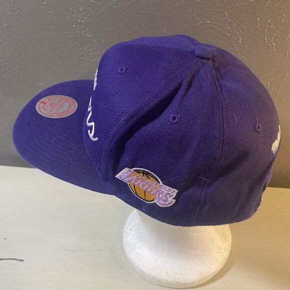 NWT LA Lakers Mitchell & Ness Script HWC Hat Rare Griswold Kobe Snapback - Picture 2 of 6
